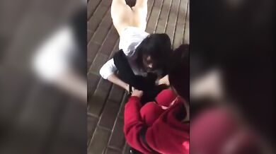 Chinese whore stripped naked in the street