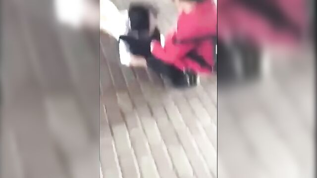 Chinese whore stripped naked in the street - 2 image