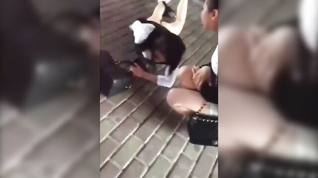 Chinese whore stripped naked in the street - 4 image