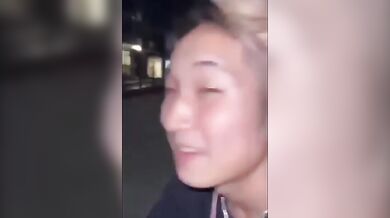 Japanese whore is stripped naked by a customer on the street