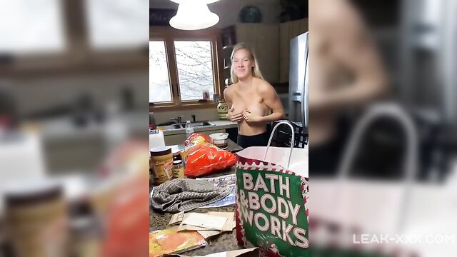 Mom Records Her Shy Daughter Nude In The Kitchen - 1 image
