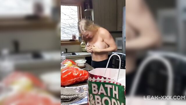 Mom Records Her Shy Daughter Nude In The Kitchen - 3 image