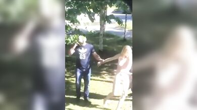 White woman on drugs walking naked