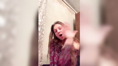 Cute girl in big tit accidentally exposed