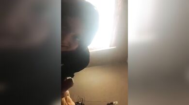 Bitch gives a blowjob while her husband watches her