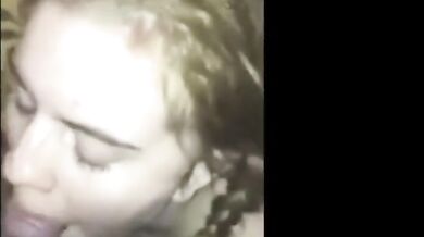 Blonde pigtailed slut loves drinking piss from that big black cock