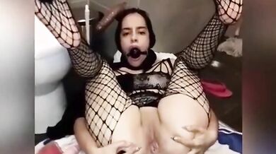 Painful Anal for Arab Slut in Fishnet on a BDSM solo