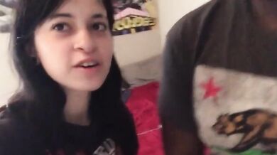Cute goth girl records her first blowjob with bbc