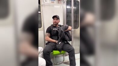 Public subway sex with busty whore and police