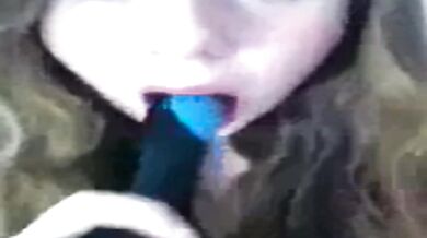 Horny girl masturbates with hairbrush at home