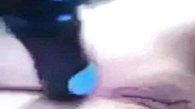 Horny girl masturbates with hairbrush at home