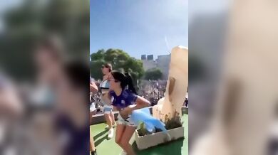 Soccer Cheerleaders Show Their Tits In The Street