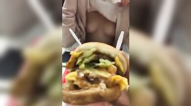 Cute Little Sister Shows Her Boobs To Her Brother In A Cafe