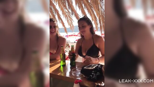 Girls Open A Beer With Their Teeth And Show Their Tits - 3 image