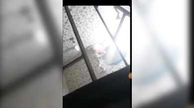 Neighbor spies sexy neighbor in bathroom