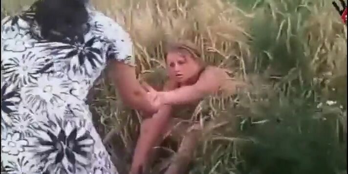 Russian drunk girl caught bottomless