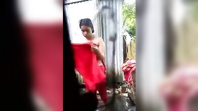 Indian Teen Changing After Bath