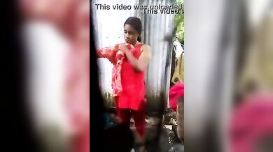 Indian Teen Changing After Bath