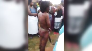 African naked witch whipped badly