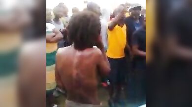 African naked witch whipped badly