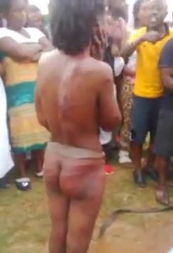 African naked witch whipped badly