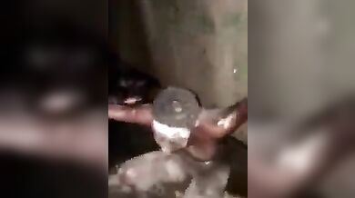 African naked witch wallowed in gutter