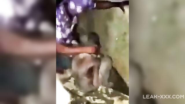 African naked witch wallowed in gutter