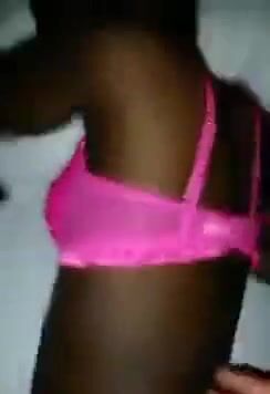 Beautiful Black Teen in Pink Lingerie