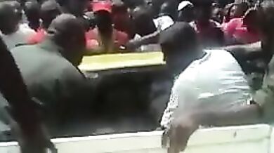 African two fat naked female thieves tied and transported