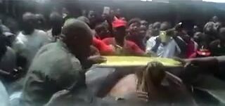 African two fat naked female thieves tied and transported