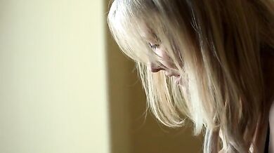 Blonde Mom rides her Son's cock reverse and face to face