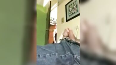 Nephew's cock flashes in front of my real Aunt