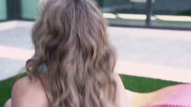 Daughter Tanning with Cute Lesbian Mom