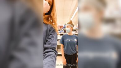 Real Mom and Daughter flashing boobs in the mall