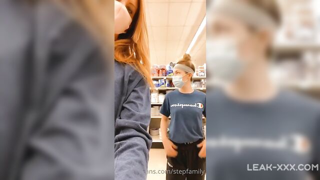 Real Mom and Daughter flashing boobs in the mall
