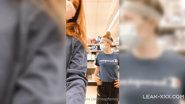 Real Mom and Daughter flashing boobs in the mall - 3 image