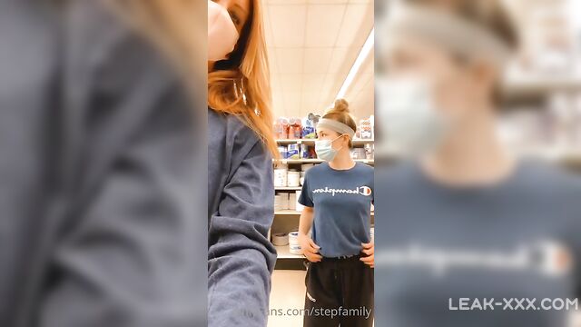 Real Mom and Daughter flashing boobs in the mall - 4 image
