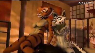 Kung Fu Panda fucks the tigress and Tai Lung (cartoon)