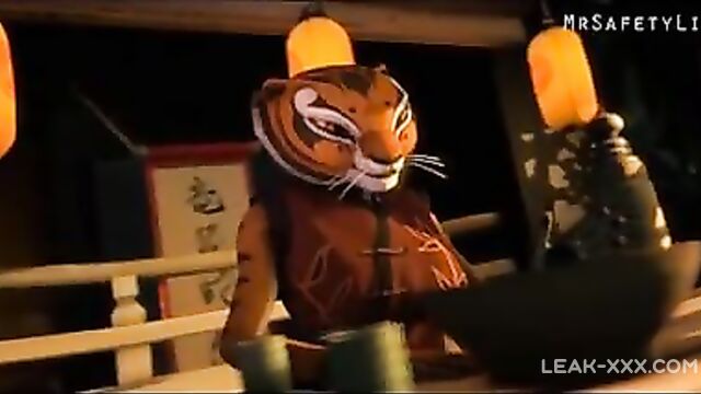 Kung Fu Panda fucks the tigress and Tai Lung (cartoon)