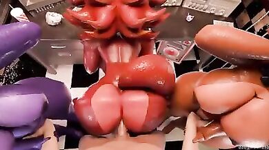 Fucked three FNAF girls doggy style in the Tight Pussy