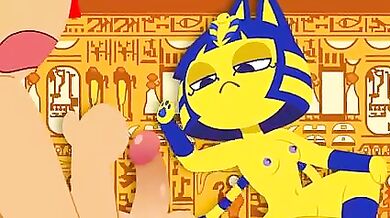 Sex cartoon with the Egyptian cat Ankha