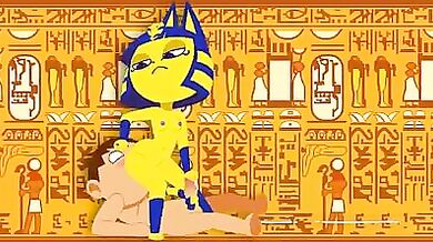 Sex cartoon with the Egyptian cat Ankha