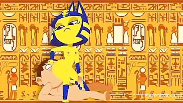 Sex cartoon with the Egyptian cat Ankha
