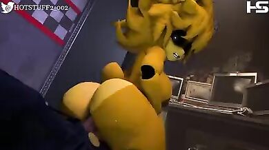 Golden Fredina is Jumping on the Guard's Dick 3D