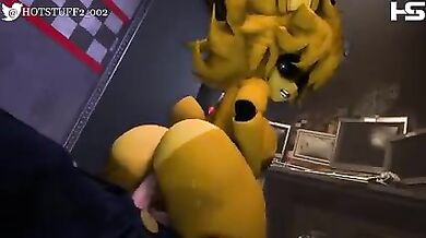 Golden Fredina is Jumping on the Guard's Dick 3D