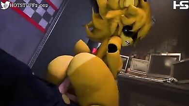 Golden Fredina is Jumping on the Guard's Dick 3D