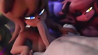 Sex with three Pretty Furry FNAF Girls