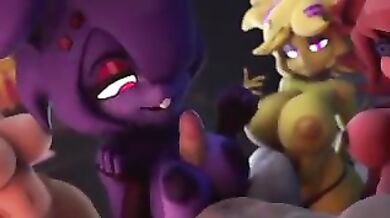 Sex with three Pretty Furry FNAF Girls
