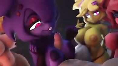 Sex with three Pretty Furry FNAF Girls