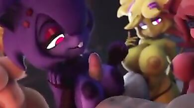 Sex with three Pretty Furry FNAF Girls